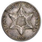 1862/1 Three Cent Silver XF