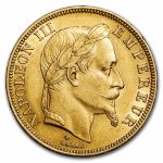1862-1868 France Gold 50 Francs Napoleon III Laureate (BU)