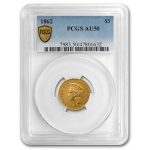 1862 $3 Gold Princess AU-50 PCGS
