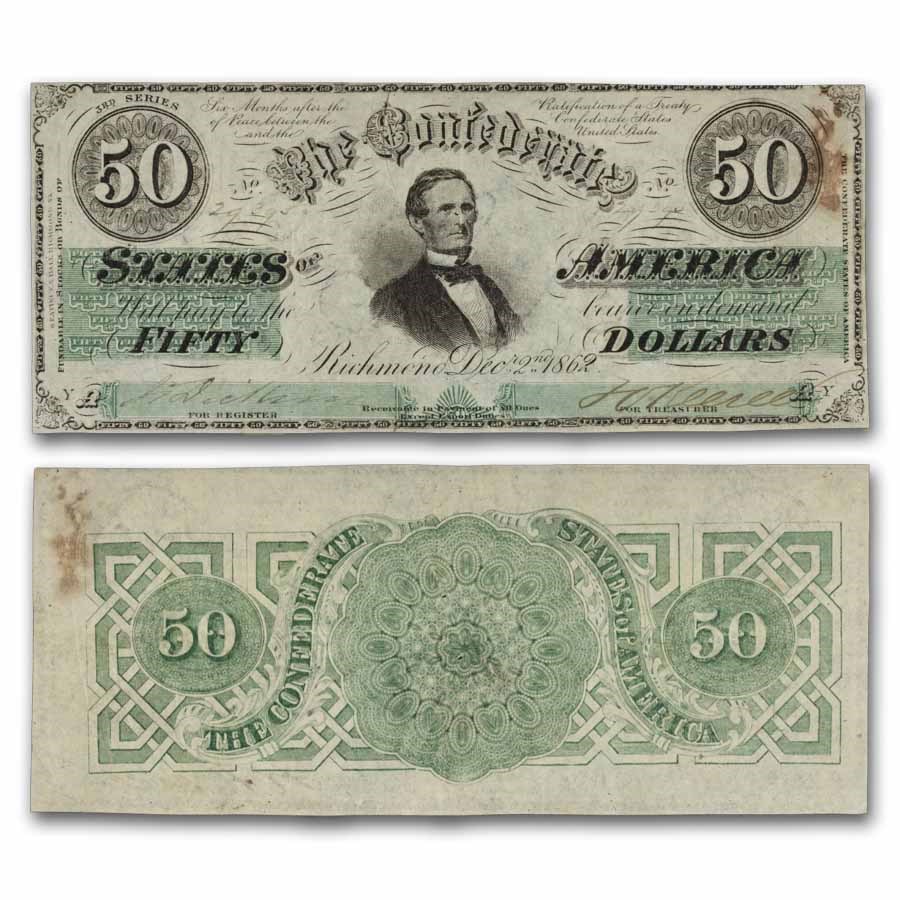 1862 $50 (T-50) Jefferson Davis Richmond, VA VF Details