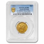 1862 Great Britain Gold Sovereign Victoria Shield AU-58 PCGS