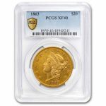 1863 $20 Liberty Gold Double Eagle XF-40 PCGS
