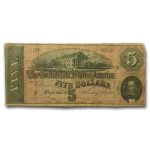 1864 $5.00 (T-69) State Capitol @ Richmond VG-VF