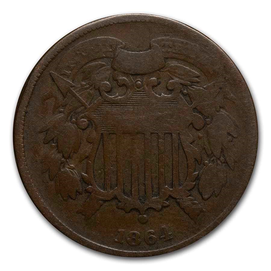 1864 Two Cent Piece Small Motto Good