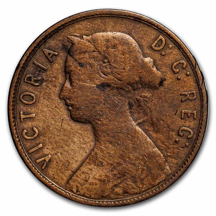 1865-1896 Newfoundland Large Cent Victoria Avg Circ