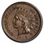 1865 Indian Head Cent Fancy 5 XF