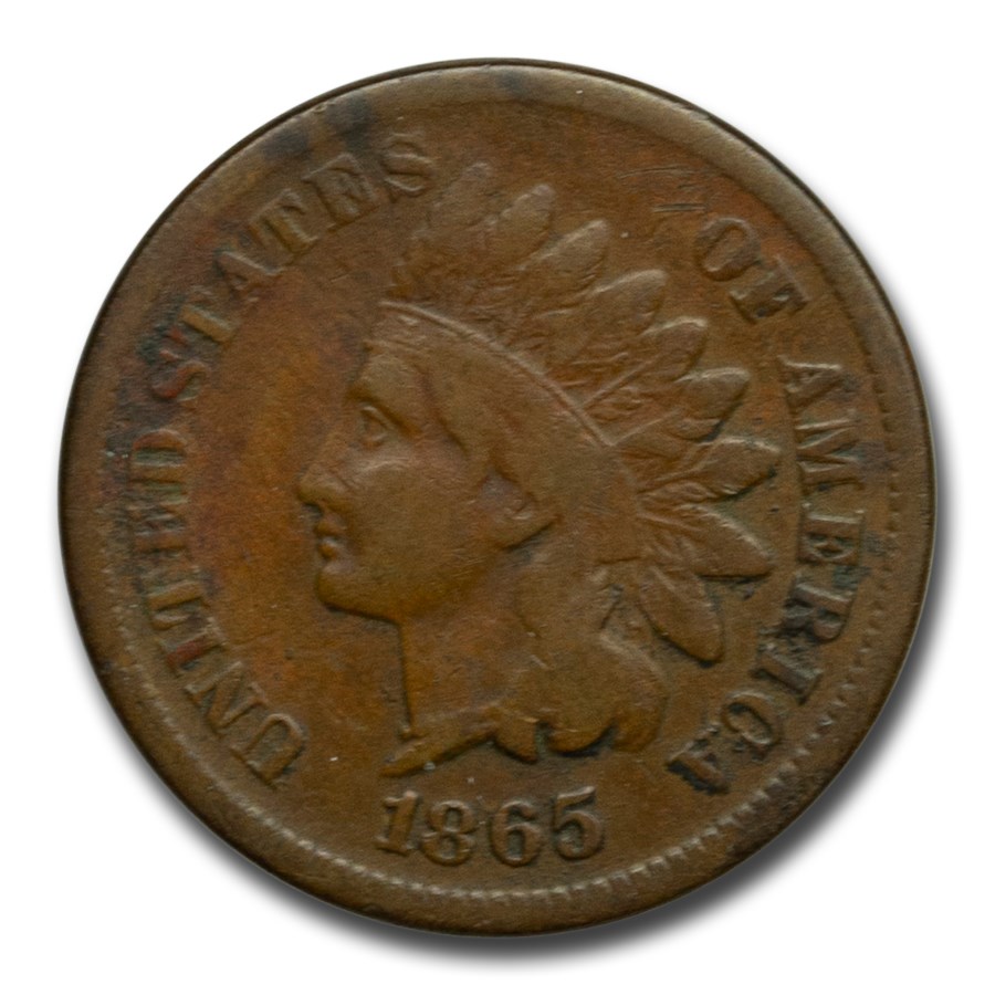 1865 Indian Head Cent Plain 5 VG