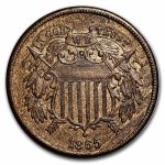1865 Two Cent Piece BU (Brown)