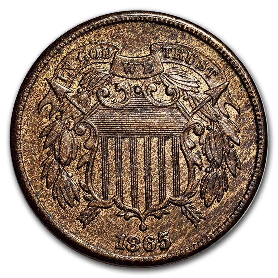 1865 Two Cent Piece BU (Brown)