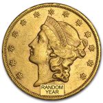 1866-1876 $20 Liberty Gold Double Eagle Type 2 AU