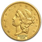 1866-1876 $20 Liberty Gold Double Eagle Type 2 (Cleaned)