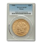 1866 $20 Liberty Gold Double Eagle XF-45 PCGS (w/Motto)