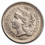 1866 3 Cent Nickel AU