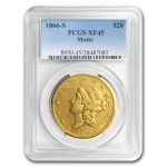 1866-S $20 Liberty Gold Double Eagle w/Motto XF-45 PCGS