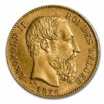 1867-1882 Belgium Gold 20 Francs Leopold II BU