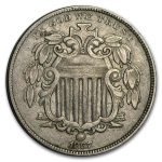 1867 Shield Nickel w/Rays XF