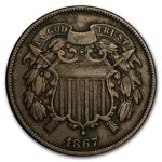 1867 Two Cent Piece VF
