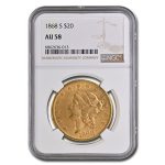 1868-S $20 Liberty Gold Double Eagle AU-58 NGC