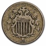 1868 Shield Nickel Fine