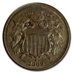 1869 Two Cent Piece BU (Brown)