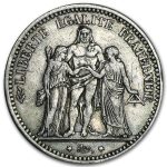 1870-1878 France Silver 5 Francs Hercules Avg Circ