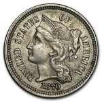1870 3 Cent Nickel AU