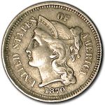 1870 3 Cent Nickel XF