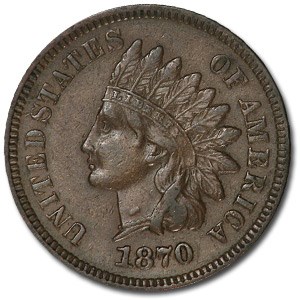1870 Indian Head Cent AU