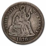 1870 Liberty Seated Dime Fine