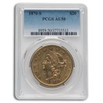 1870-S $20 Liberty Gold Double Eagle AU-50 PCGS