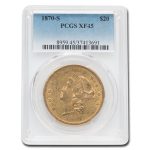 1870-S $20 Liberty Gold Double Eagle XF-45 PCGS