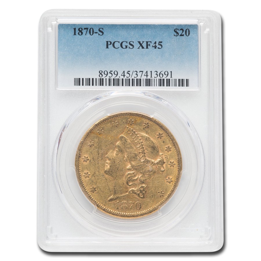 1870-S $20 Liberty Gold Double Eagle XF-45 PCGS