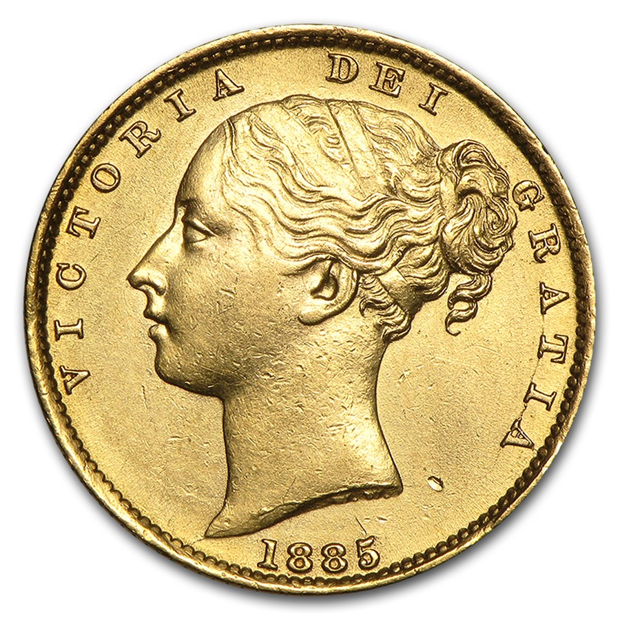 1871-1887-S Australia Gold Sovereign Victoria Shield AU