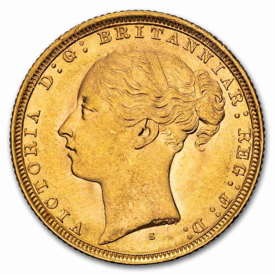 1871-1887-S Australia Gold Sovereign Young Victoria BU