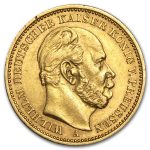 1871-1888 Germany Gold 20 Marks Prussia William I AU