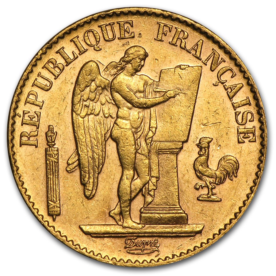 1871-1898 France Gold 20 Francs Lucky Angel BU