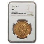 1871 $20 Liberty Gold Double Eagle AU-53 NGC