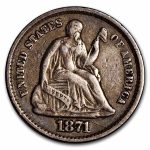1871 Liberty Seated Half Dime XF
