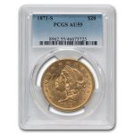 1871-S $20 Liberty Gold Double Eagle AU-55 PCGS