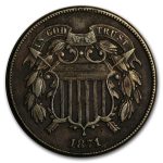 1871 Two Cent Piece VF