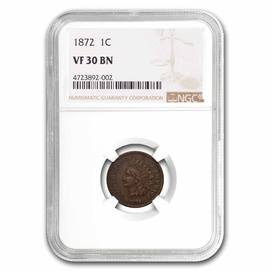 1872 Indian Head Cent VF-35 NGC (Brown)