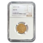 1872-S $5 Liberty Gold Half Eagle AU-55 NGC