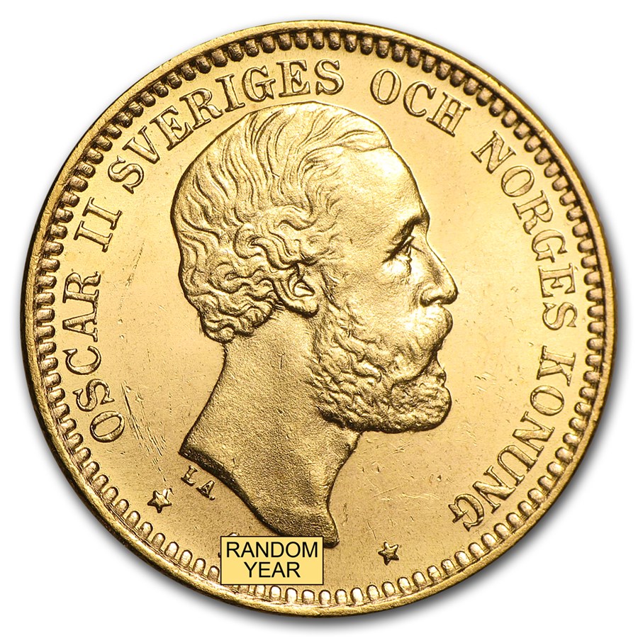 1873-1902 Sweden Gold 20 Kronor Oscar II BU
