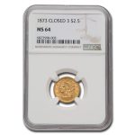 1873 $2.50 Liberty Gold Quarter Eagle MS-64 NGC (Closed 3)