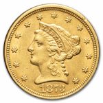1873 $2.50 Liberty Gold Quarter Eagle Open 3 AU