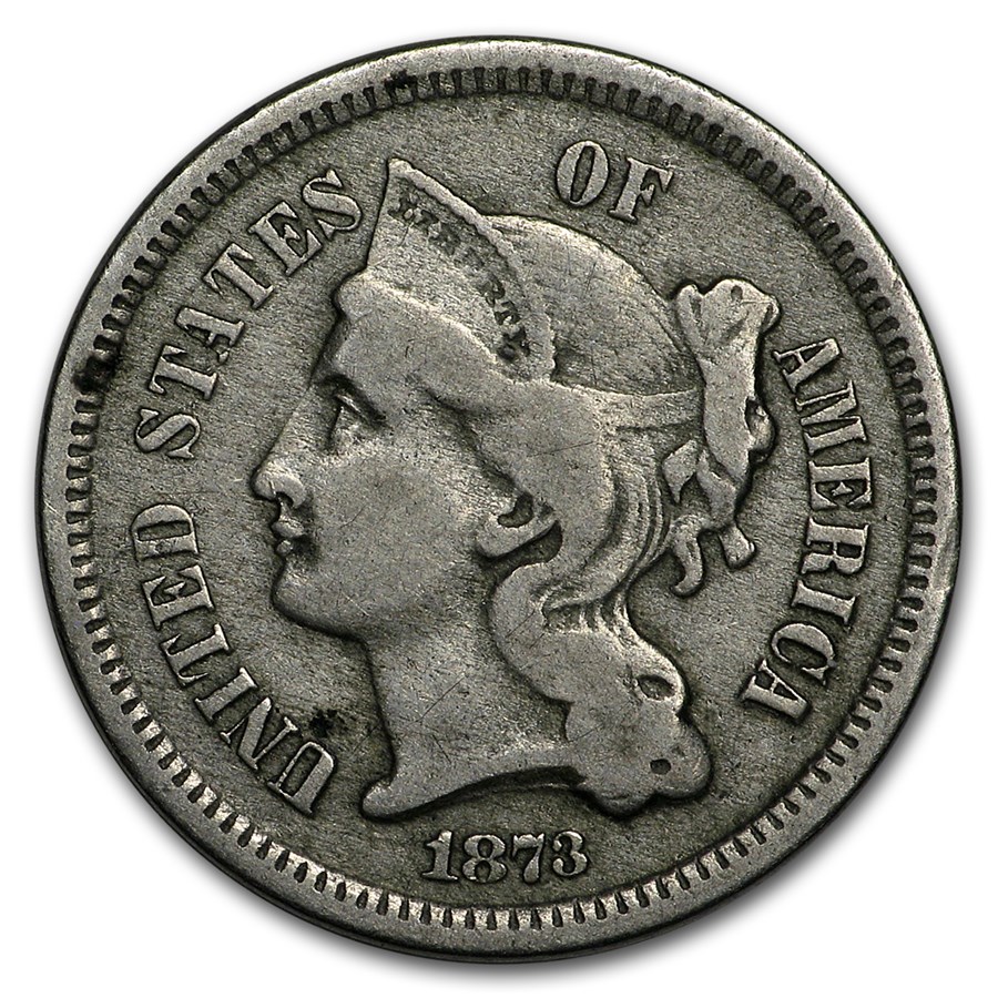 1873 3 Cent Nickel Closed 3 VF
