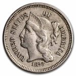 1873 3 Cent Nickel Open 3 XF