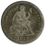 1873 Liberty Seated Dime No Arrows Open 3 VG