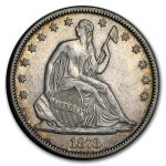 1873 Liberty Seated Half Dollar No Arrows Closed 3 XF
