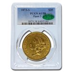 1873-S $20 Liberty Gold Double Eagle AU-58 PCGS CAC (Open 3)
